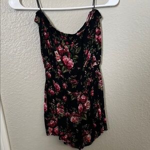 Floral Black and Pink Romper